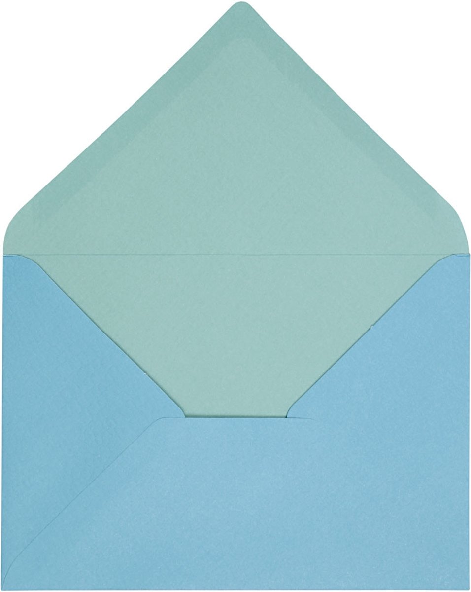 Envelop, lichtturquoise/donkerturquoise, afm 11,5x16 cm,  100 gr, 10stuks [HOB-217008]